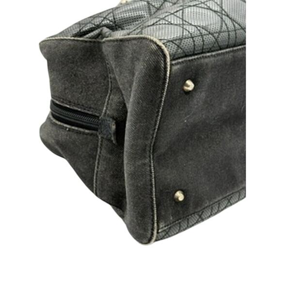 Christian Dior Black Denim Patent Perforated Cannage Satchel! With Charm! - Picture 11 of 16